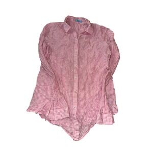 J McLaughlin XS Pink‎ Gingham Button Down Long Sleeve Casual Shirt